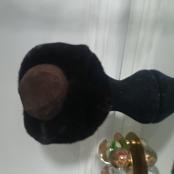 Vintage Real Mink Fur & Suede Hat With Cute Bow - Picture 5 of 10